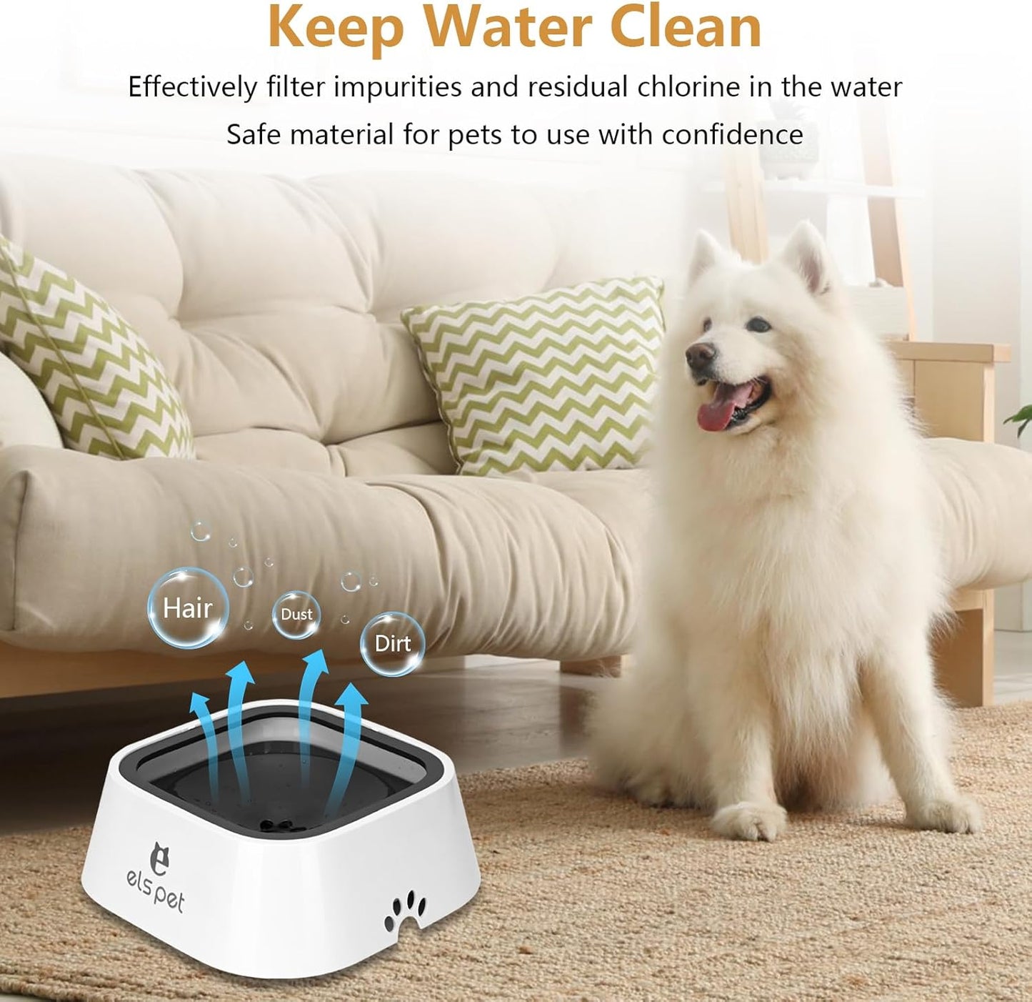 Non Spill Dog Water Bowl,Pet Water Bowl for Dogs Cat Puppy Kitty,1.5L