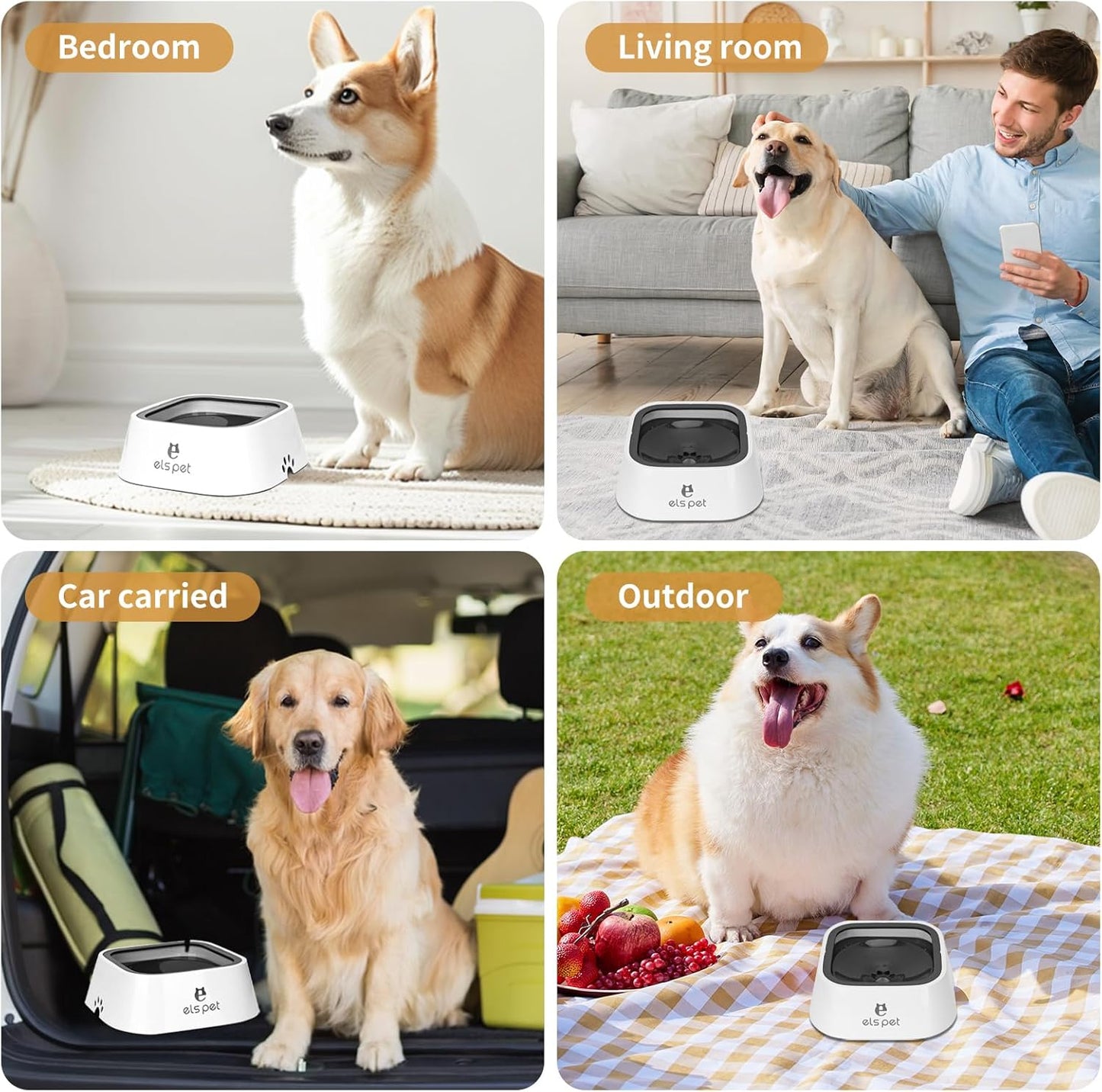 Non Spill Dog Water Bowl,Pet Water Bowl for Dogs Cat Puppy Kitty,1.5L